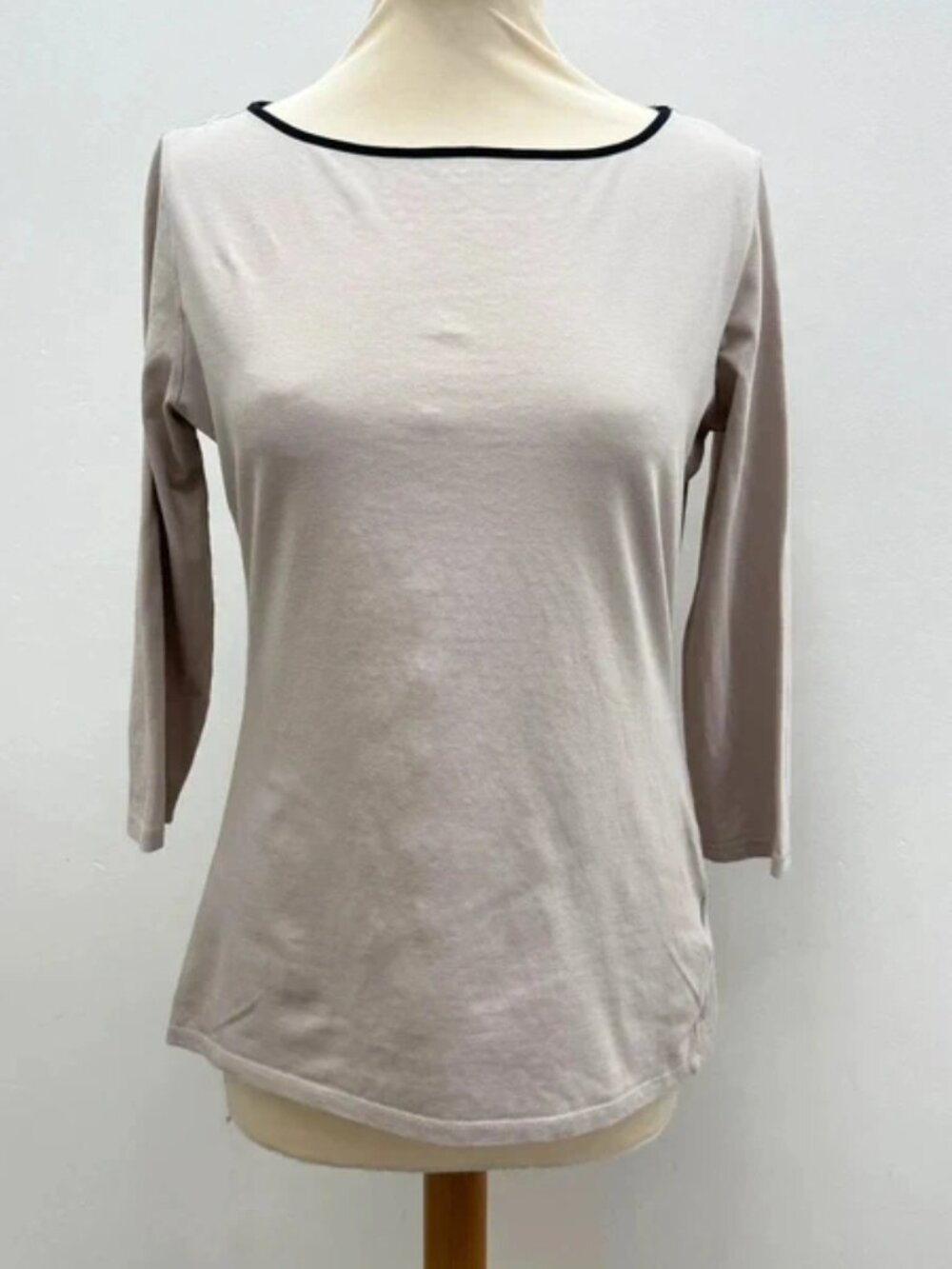 H&M Women's Beige Pima Cotton 3/4 Sleeve Top Size M
